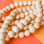 12mm Beige Wood Rounds Strand - Christine White Style