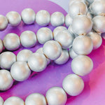 16mm Silver Wood Rounds Strand - Christine White Style