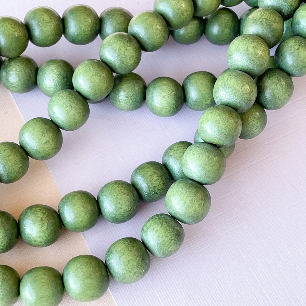 12mm Moss Green Wood Rounds Strand