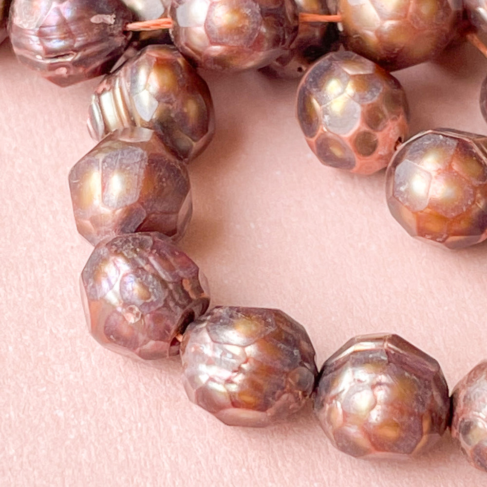 8mm Faceted Chocolate Freshwater Pearl Strand