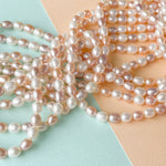 5mm Variegated Blush Oval Freshwater Pearl Strand
