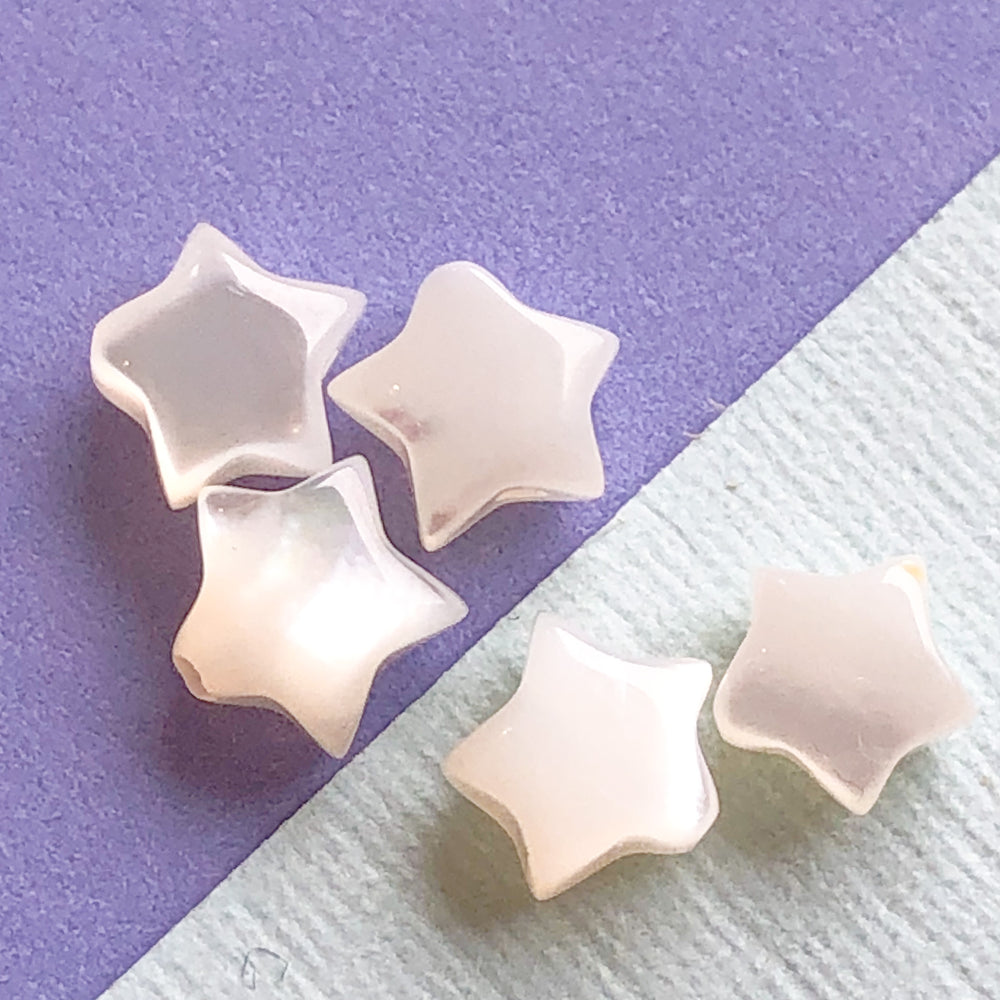 5mm White Mother of Pearl Star Bead - 5 Pack