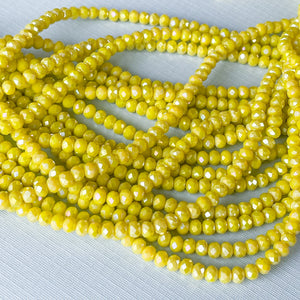 4mm Iridescent Limeade Faceted Chinese Crystal Rondelle Strand