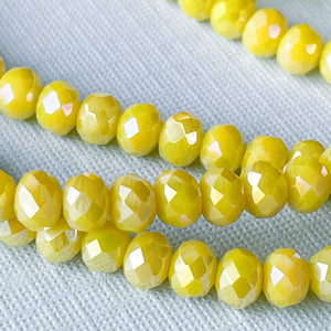 4mm Iridescent Limeade Faceted Chinese Crystal Rondelle Strand