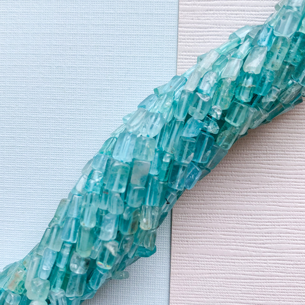5mm Smooth Natural Apatite Rectangle Strand