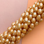 7mm Faceted Tangerine Freshwater Rice Pearl Strand