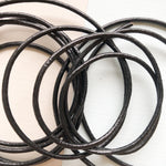 2mm Black Round Leather Cord - 6'