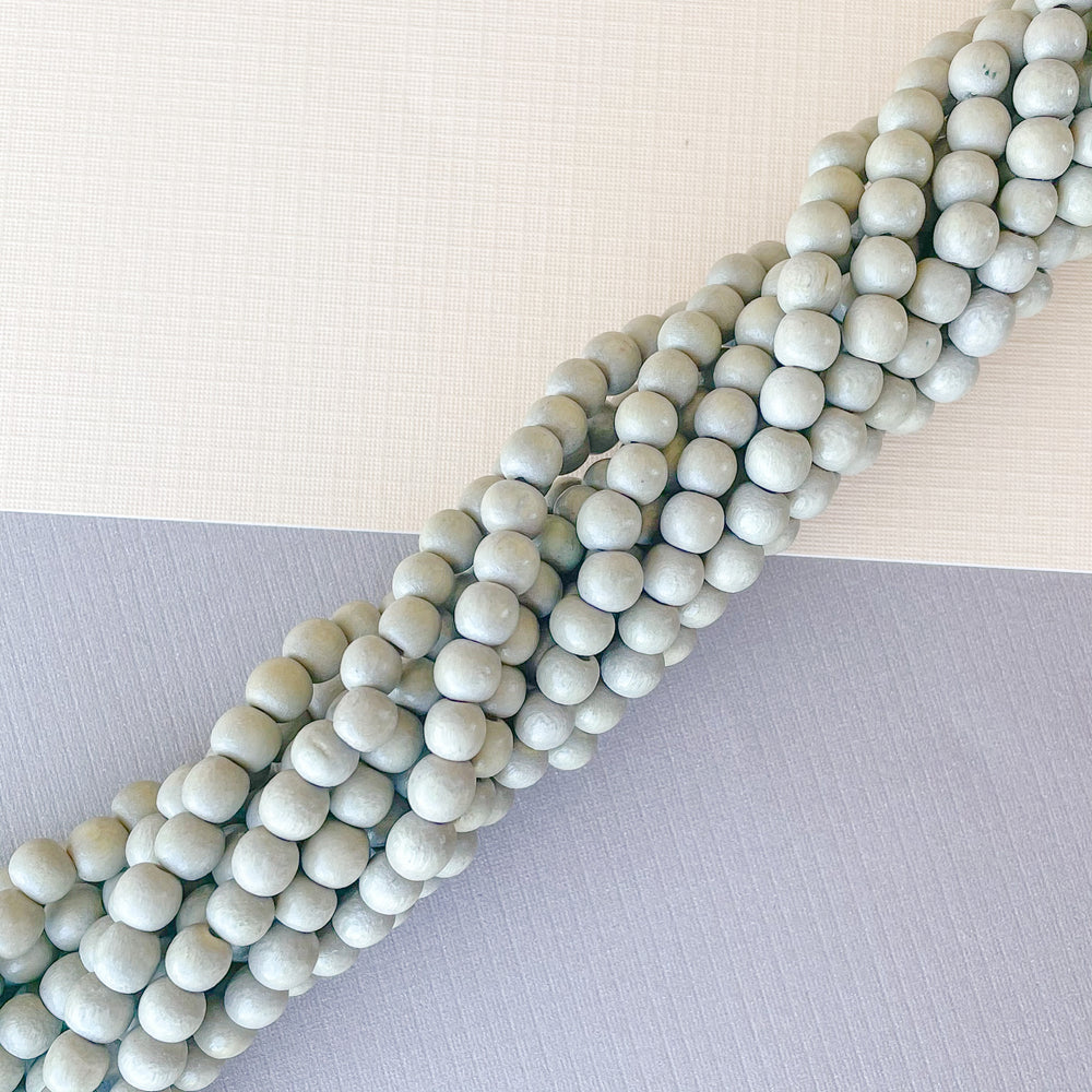 6mm Light Gray Wood Rounds Strand – Beads,