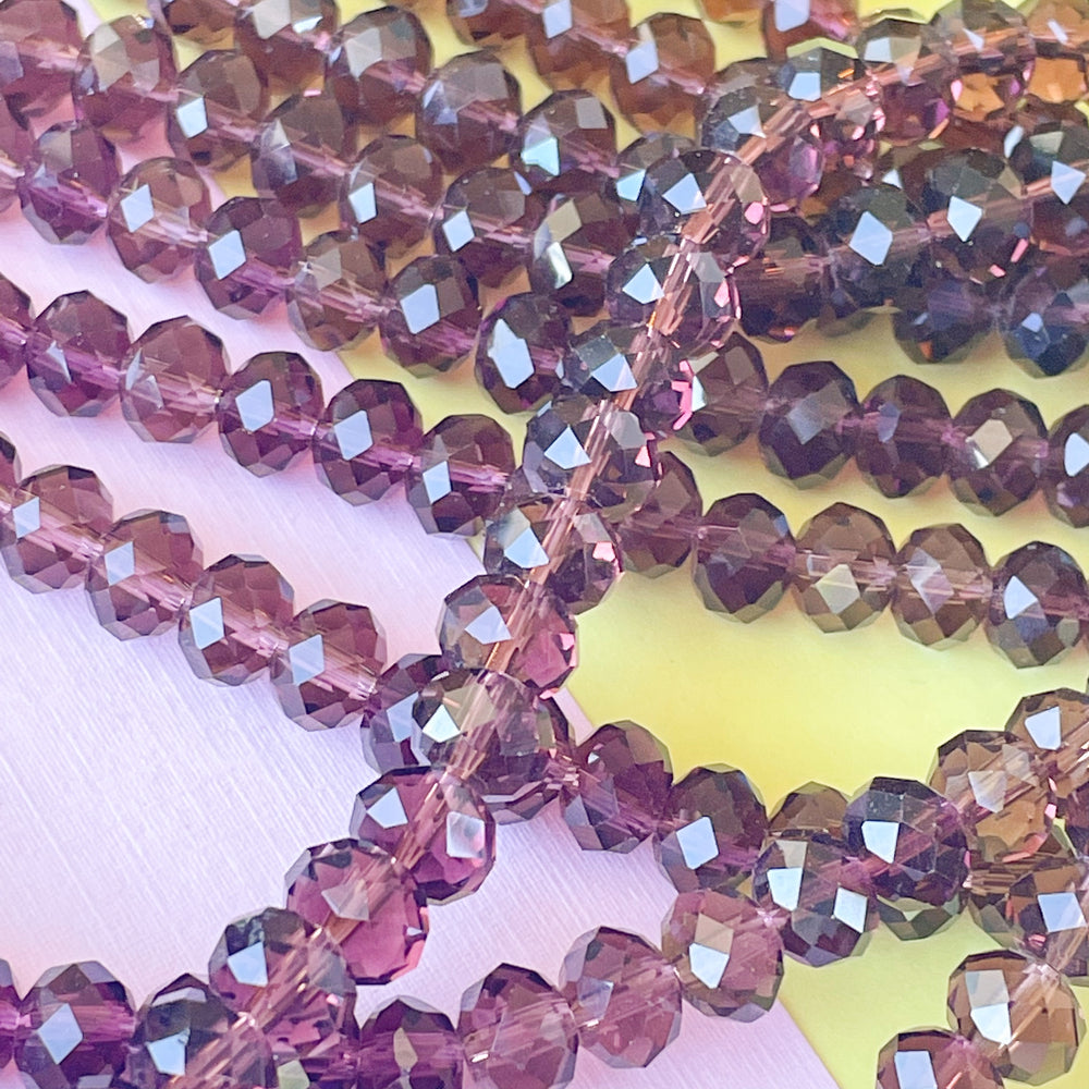 8mm Translucent Grape Faceted Chinese Crystal Rondelle Strand