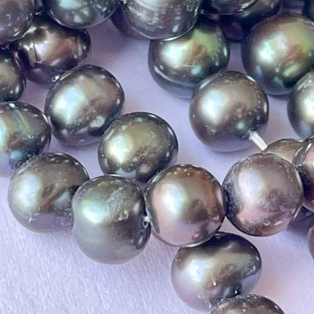6mm Black Freshwater Pearl Rounds Strand
