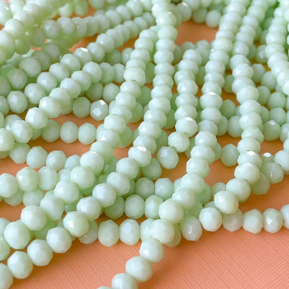 6mm Pale Mint Faceted Chinese Crystal Rondelles Strand