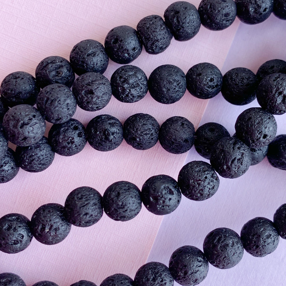 6mm Black Lava Rounds Strand - Beads, Inc.