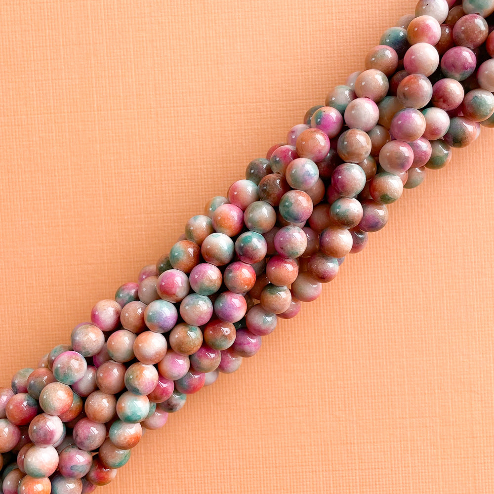 8mm Garden Color Dyed Jade Round Strand