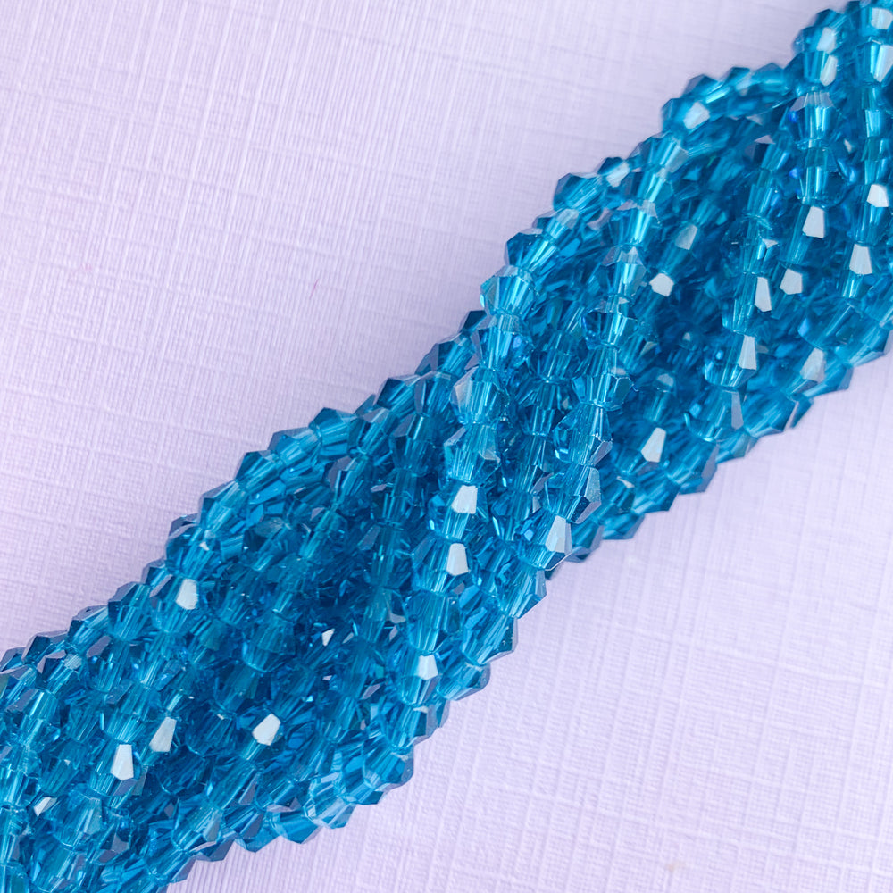 3mm Cerulean Chinese Crystal Bicone Strand - Beads, Inc.