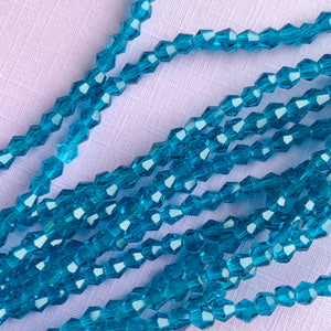 3mm Cerulean Chinese Crystal Bicone Strand - Beads, Inc.
