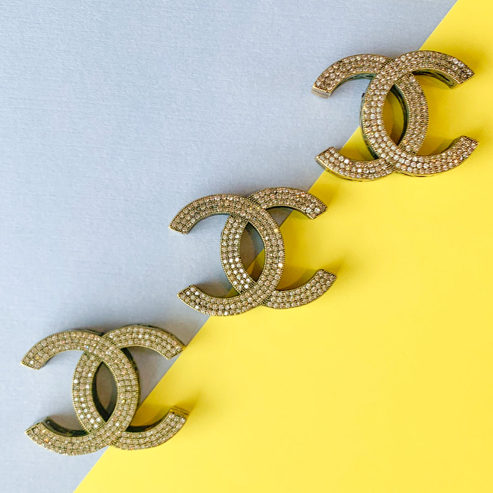 27mm Antique Bronze Pave Interlocking C Bead