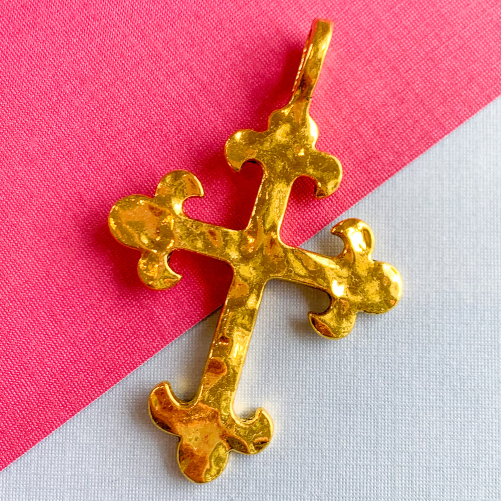 
                
                    Load image into Gallery viewer, 75mm Gold Plated Ornate Cross Pendant
                
            
