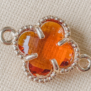 
                
                    Load image into Gallery viewer, 12mm Tortoise Crystal Gold Quatrefoil Connector
                
            