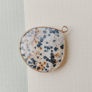 28mm Dalmatian Jasper Gold Bezel Pendant