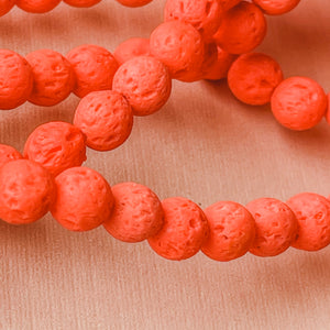 6mm Neon Red Lava Rounds Strand