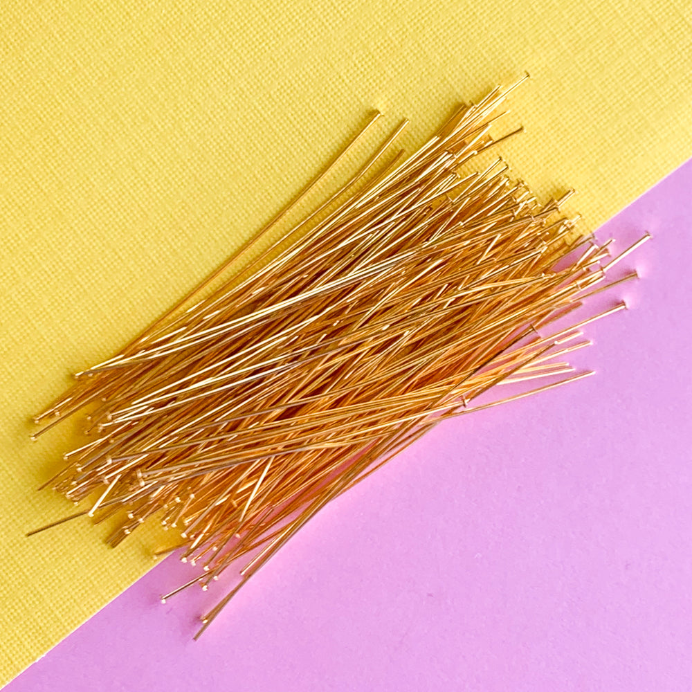 2" Electroplated Gold 24 Gauge Headpin - 144 Pack - Beads, Inc.