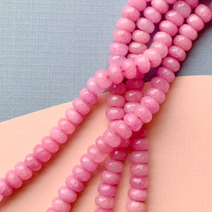 
                
                    Load image into Gallery viewer, 8mm Orchid Faceted Dyed Jade Rondelle Strand
                
            