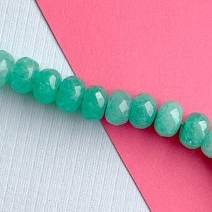 8mm Rivulet Green Faceted Dyed Jade Rondelle Strand
