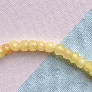 
                
                    Load image into Gallery viewer, 4mm Daffodil Faceted Dyed Jade Rondelle Strand
                
            