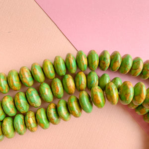 10mm Green Mosaic Magnesite Disc Strand