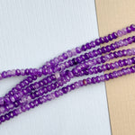 4mm Purple Faceted Dyed Jade Rondelle Strand