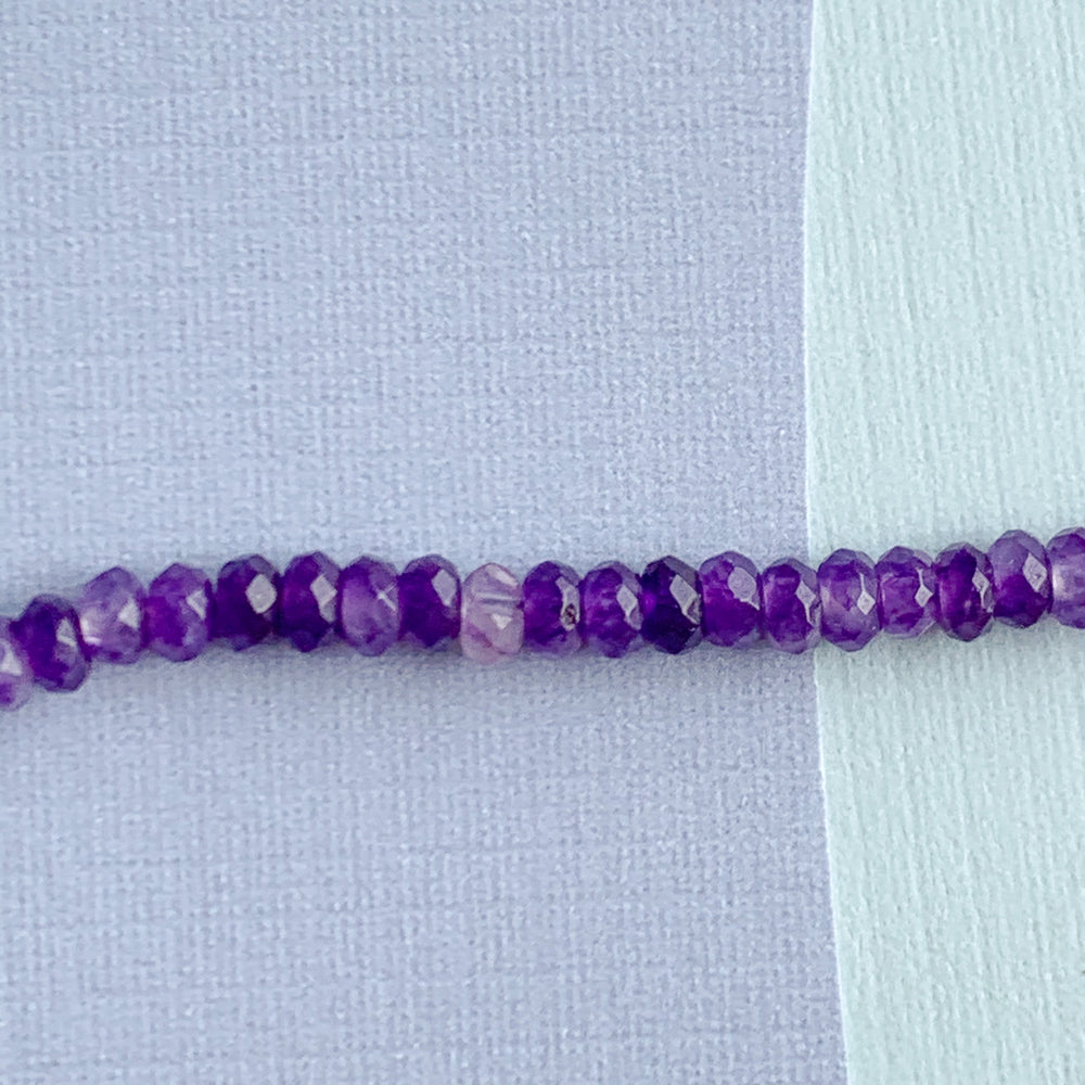 
                
                    Load image into Gallery viewer, 4mm Purple Faceted Dyed Jade Rondelle Strand
                
            