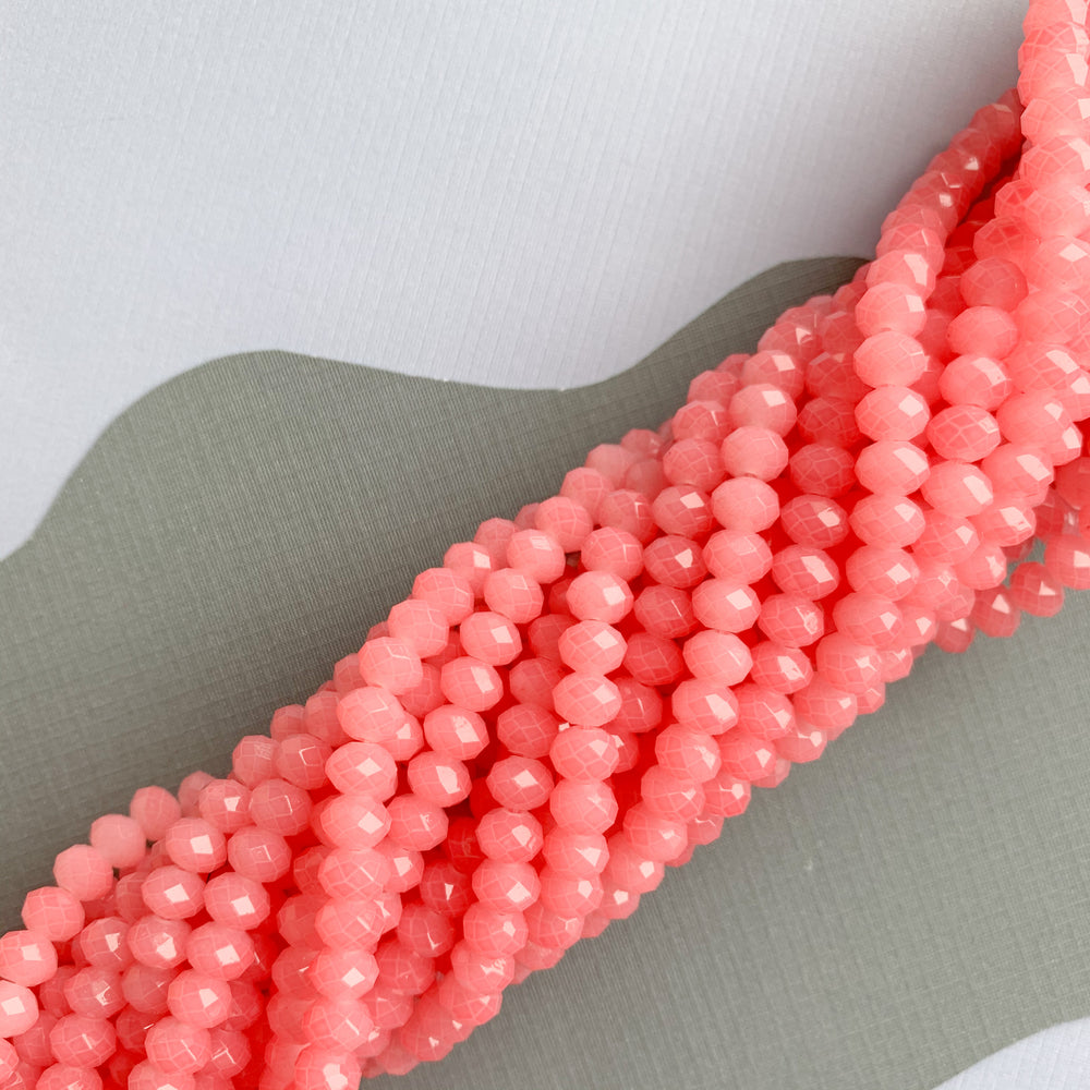 
                
                    Load image into Gallery viewer, 8mm Watermelon Faceted Coated Chinese Crystal Rondelle Strand
                
            