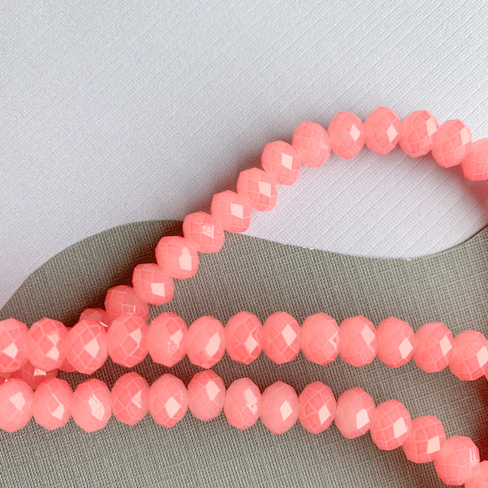 
                
                    Load image into Gallery viewer, 8mm Watermelon Faceted Coated Chinese Crystal Rondelle Strand
                
            