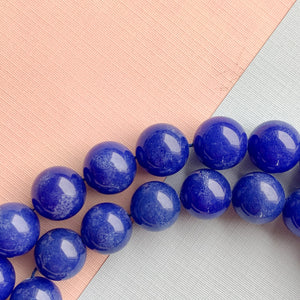 15mm Smooth Cobalt Blue Dyed Jade Rounds Strand