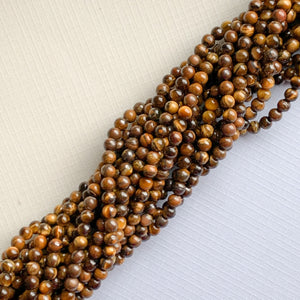 4mm Smooth Natural Tigers Eye Rounds Strand