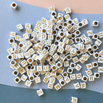 6mm Gold Letter Acrylic Cube Bead Pack