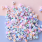 6mm Rainbow Letter Acrylic Cube Bead Pack