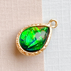 
                
                    Load image into Gallery viewer, 19mm Gold Plated Dichroic Glass Teardrop Charm - 4 Pack
                
            