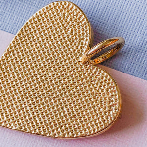 24mm Pink Enamel Gold Heart Pendant