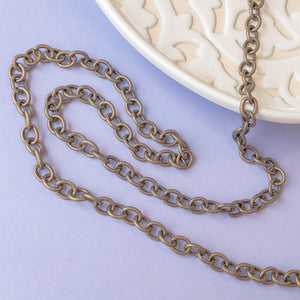 11mm Matte Bronze Plated Cable Chain - Christine White Style