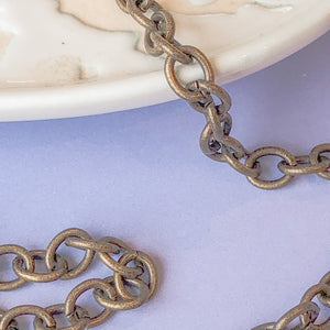 11mm Matte Bronze Plated Cable Chain - Christine White Style