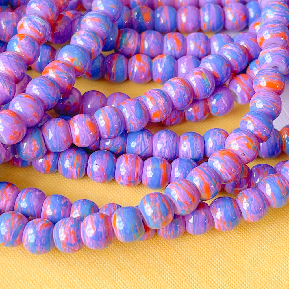6mm Mixed Berry Acrylic Coated Glass Rondelles Strand