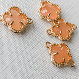 
                
                    Load image into Gallery viewer, 12mm Peach Crystal Gold Quatrefoil Connector
                
            