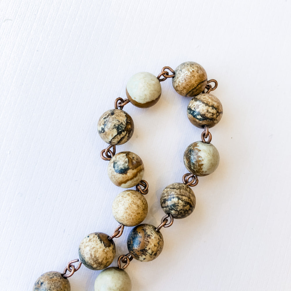 
                
                    Load image into Gallery viewer, 7mm Jasper Bead Chain - Christine White Style
                
            