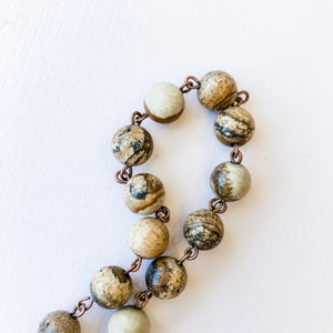 7mm Jasper Bead Chain - Christine White Style