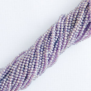 3.5mm Diamond Finish Purple Faceted Chinese Crystal Rondelle Strand