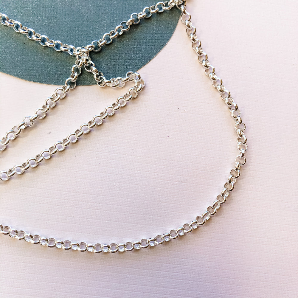 4mm Silver Electroplated Rolo Chain