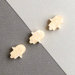 15mm Cream Synthetic Resin Opal Hamsa Hands - 3 Pack