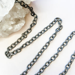 
                
                    Load image into Gallery viewer, 12mm Plated Gunmetal Oval Cable Chain
                
            