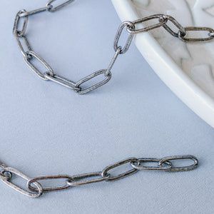 
                
                    Load image into Gallery viewer, 11mm Distressed Silver Paperclip Chain
                
            